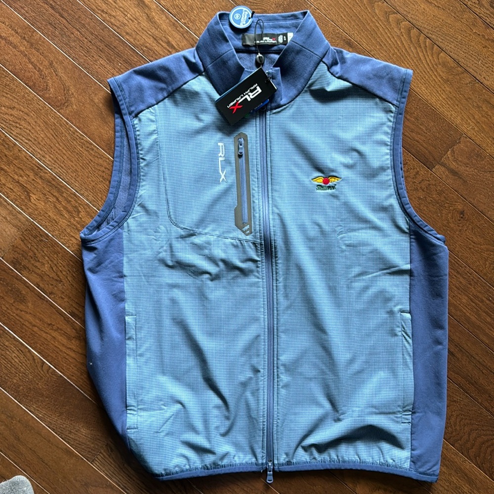 NWT Ralph Lauren RLX Soft Shell Poly Golf Vest Full Zip w/Baltusrol Logo